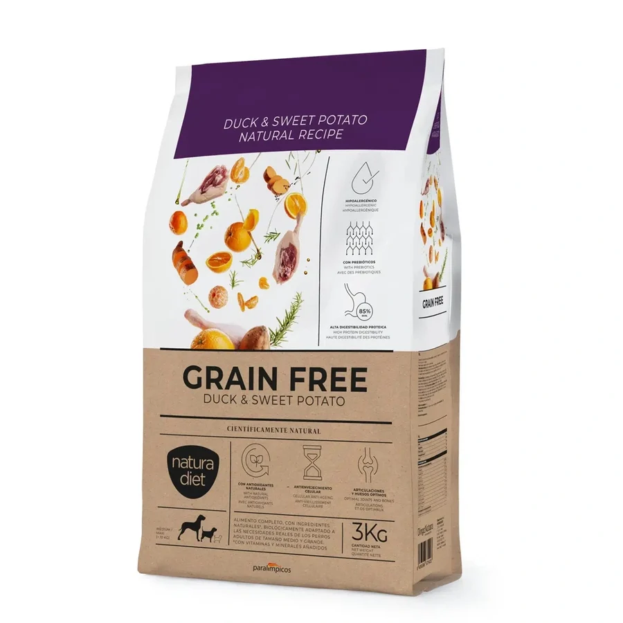 Natura Diet Kornfri And og sød kartoffel Hundefoder (komplet hundefoder)